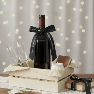 Ruban En Satin Nom du couple initial mariage noir