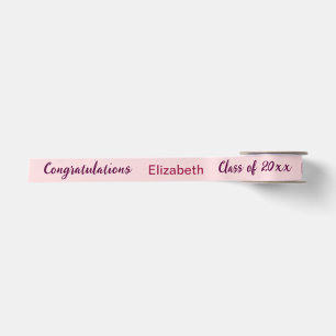 Ruban En Satin Nom du diplômé de fin d'études en écriture rose pâ