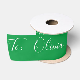 Ruban En Satin Nom personnalisé Père Noël Script Holiday Modern