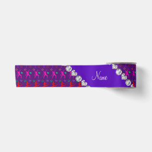 Ruban En Satin Nom violet arc-en-ciel gymnastique coeurs étoiles