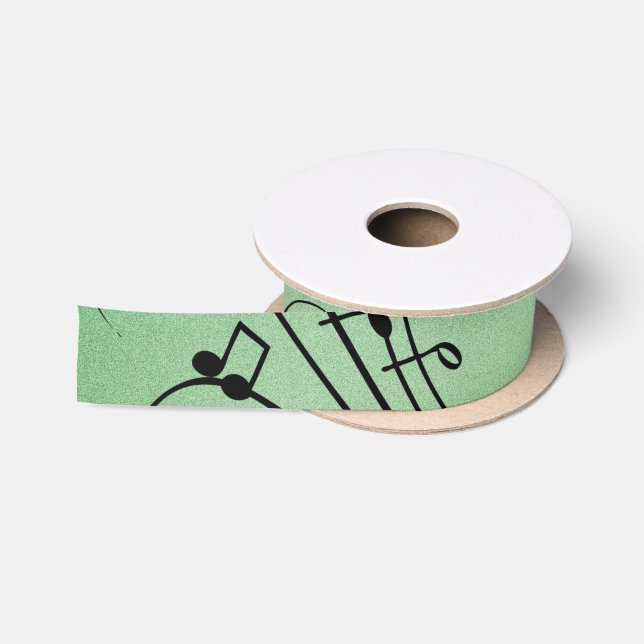Ruban En Satin Notes de fantaisie Design de musique verte (Bobine)