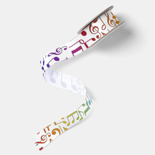 Ruban En Satin Notes de musique dansantes colorées Joyeuses