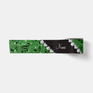 Ruban En Satin Notes de musique de parties scintillant verte de n