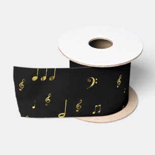 Ruban En Satin notes de musique dorées