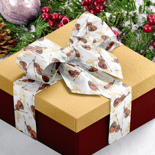 Ruban En Satin Notes de musique Gold avec Violons