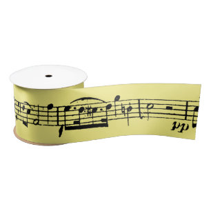 Ruban En Satin Notes musicales sur le jaune