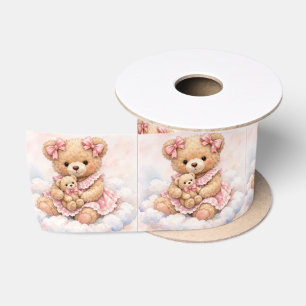 Ruban En Satin Nounours ours en peluche fille assise sur un nuage