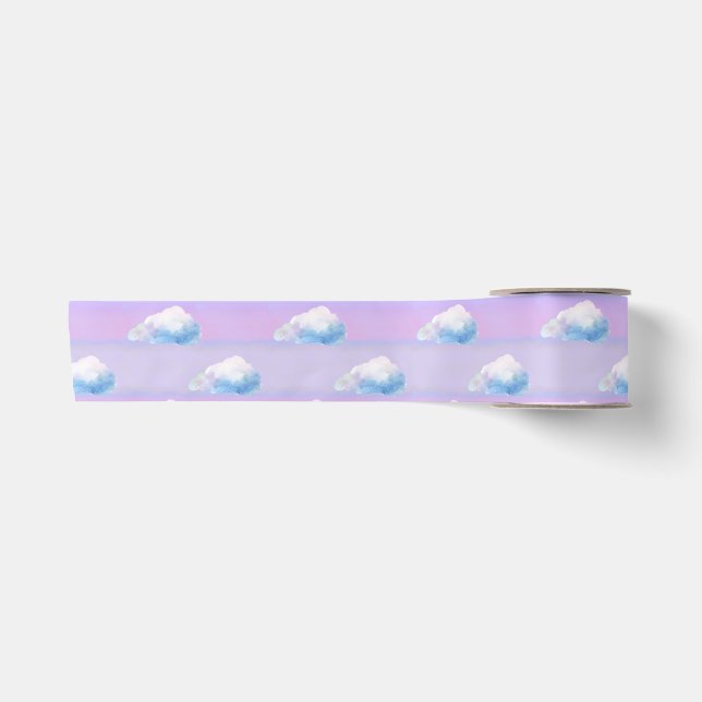 Ruban En Satin Nuage 9 Nuageux Violet et Bleu (Devant)