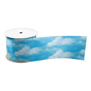 Ruban En Satin Nuages blancs sur bleu