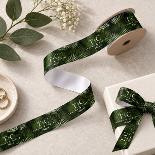 Ruban En Satin Oasis d'Olive Motif de Feuilles de Palmier ID1324