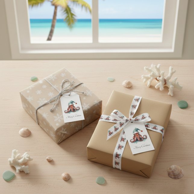 Ruban En Satin Octopus de Noël, personnalisable (Créateur téléchargé)