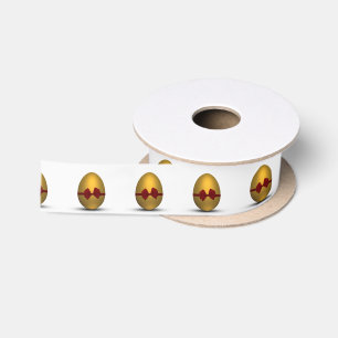 Ruban En Satin Oeuf de pâques d'or avec l'arc rouge