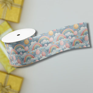 Ruban En Satin Œufs de Pâques Arc-en-Ciel Pastel Vintage avec Nua