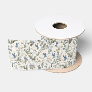 Ruban En Satin Oie d'hiver bleue aquarelle Noël vacances