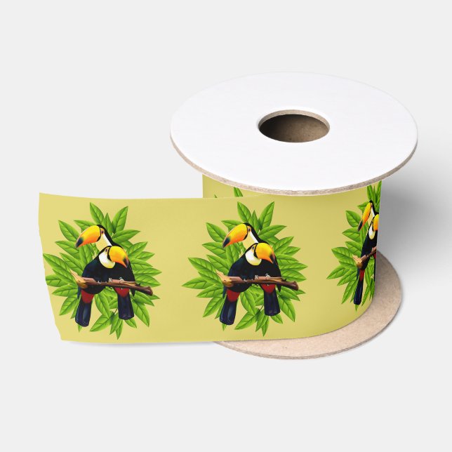 Ruban En Satin Oiseaux Exotiques (Bobine)