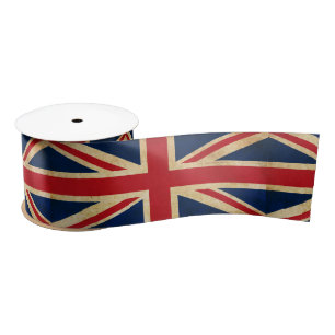 Ruban En Satin Old Vintage Grunge Royaume-Uni Drapeau Union Jack