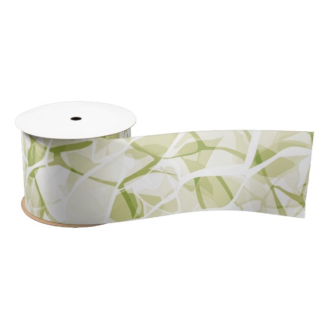 Ruban En Satin olive-white abstract fashionable modern pattern    (Bobine)