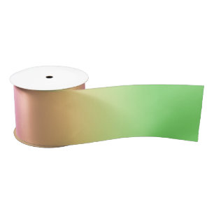 Ruban En Satin Ombre vintage Aura Vert jaune rose