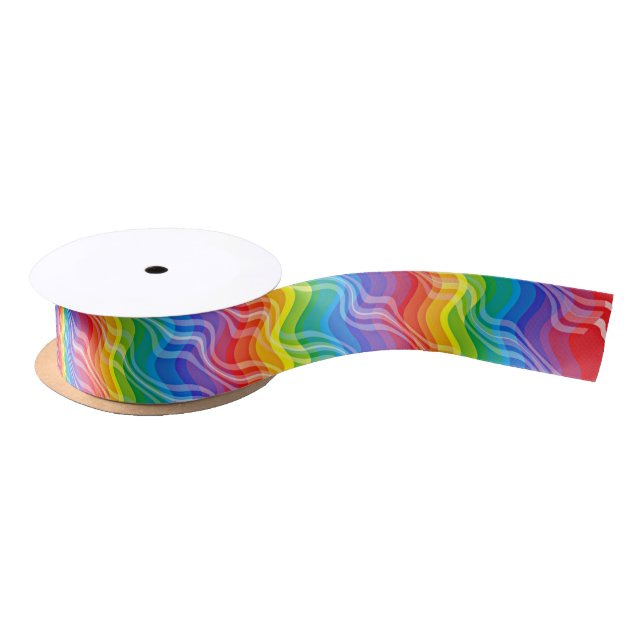 Ruban En Satin Ondulations d'arc-en-ciel (Bobine)