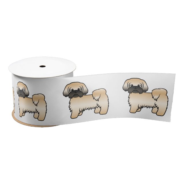 Ruban En Satin Or avec Masque Noir Chih Tzu Cute Dessin Chien (Bobine)