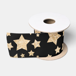 Ruban En Satin Or champagne paillettes scintillement étoiles moti