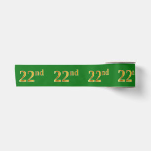 Ruban En Satin Or faux/Imitation "22ème" Numéro d'événement (Vert