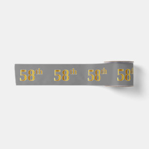 Ruban En Satin Or Faux/Imitation "58ème" Numéro d'événement (Gris