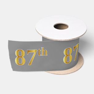 Ruban En Satin Or Faux/Imitation "87ème" Numéro d'événement (Gris