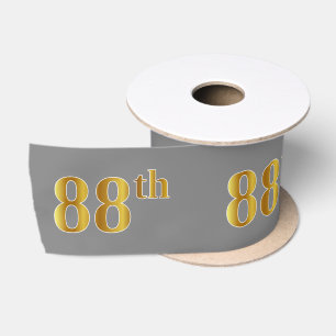 Ruban En Satin Or Faux/Imitation "88ème" Numéro d'événement (Gris