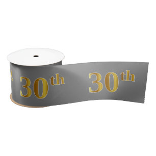 Ruban En Satin Or Imitation Faux "30ème" Numéro d'événement (Gris