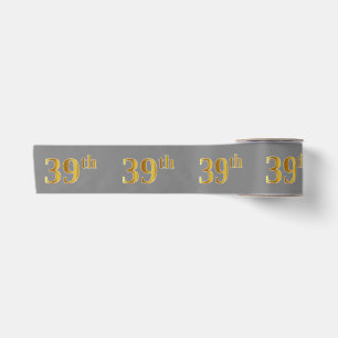 Ruban En Satin Or Imitation Faux "39ème" Numéro d'événement (Gris