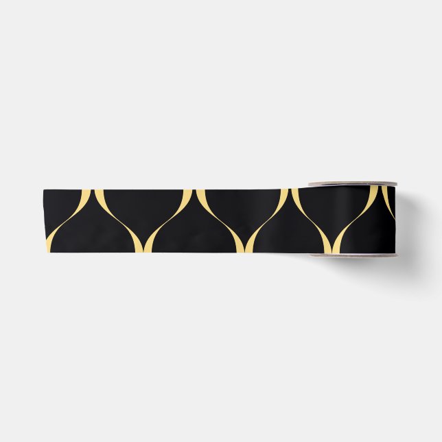 Ruban En Satin Or, simple, moderne, luxueux graphisme ondulé (Devant)