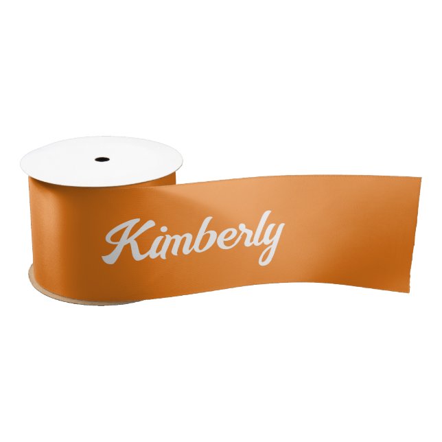 Ruban En Satin Orange Personnalisé Script Name School (Bobine)