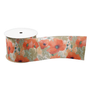 Ruban En Satin Orange Poppy Meadow