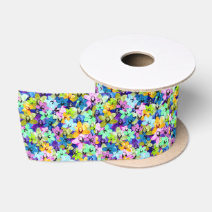 Ruban En Satin Orchidées colorées Couleur de l'eau,
