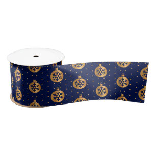 Ruban En Satin Ornements de Noël en or et bleu marine
