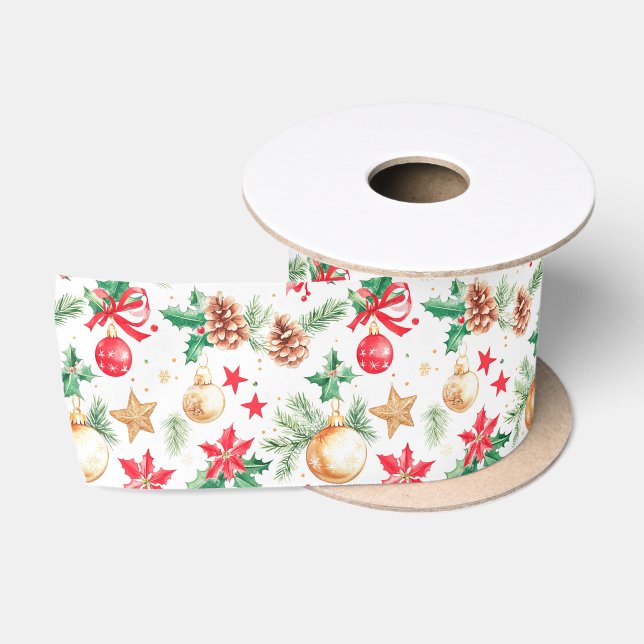 Ruban En Satin Ornements de Noël festifs (Bobine)
