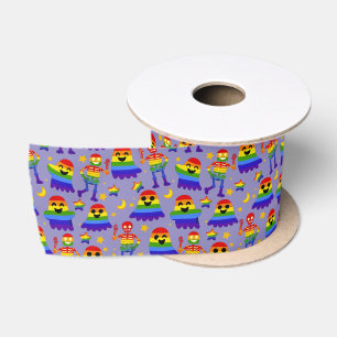 Ruban En Satin 🦇🌈 Os et Étoiles Arc-en-Ciel