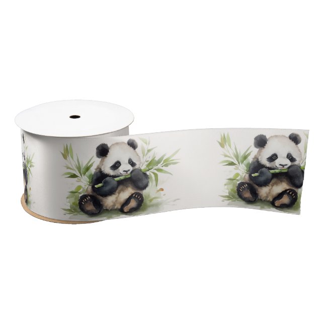 Ruban En Satin Ours de panda avec bambou (Bobine)