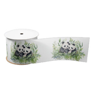Ruban En Satin Ours De Panda En Bambou Feuilles