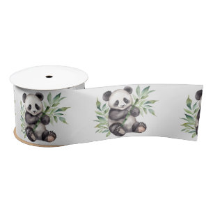 Ruban En Satin Ours De Panda En Bambou Feuilles
