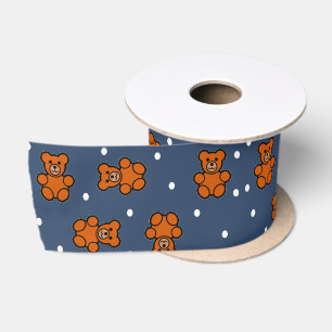 Ruban En Satin Ours en peluche mignon sur un point de polka