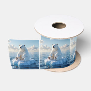 Ruban En Satin Ours polaire flottant sur une banquise