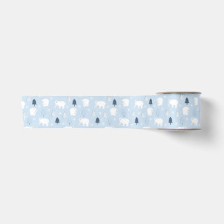 Ruban En Satin Ours polaires des bois d'hiver