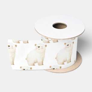 Ruban En Satin Ours polaires mignons d'hiver