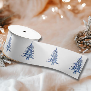 Ruban En Satin Pagode bleue et blanche Arbre de Noël