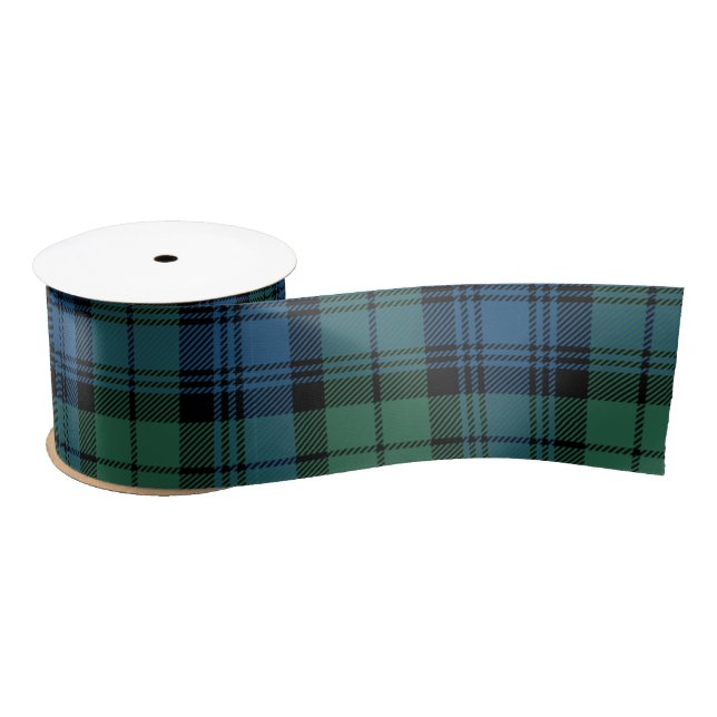 Ruban En Satin Paid Blue Green Rustic Campbell Tartan (Bobine)