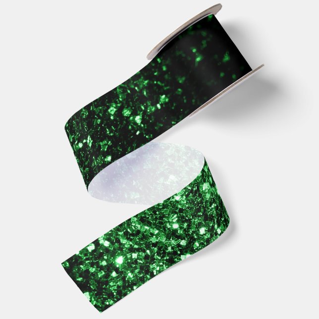 Ruban En Satin Paillettes scintillantes vert foncé (Dos)