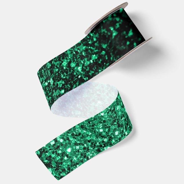 Ruban En Satin Paillettes vert émeraude fausses (Dos)