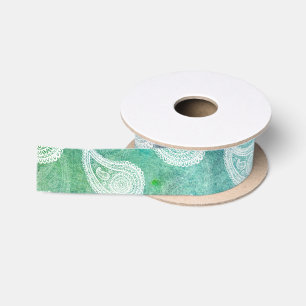 Ruban En Satin Paisley bleu profond